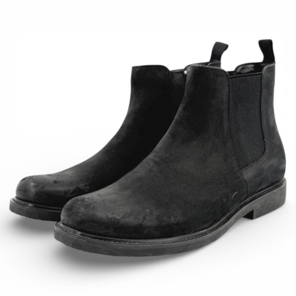Blondo Men's Grant Waterproof Chelsea Side Zip Nubuck Leather Suede Black 8.5